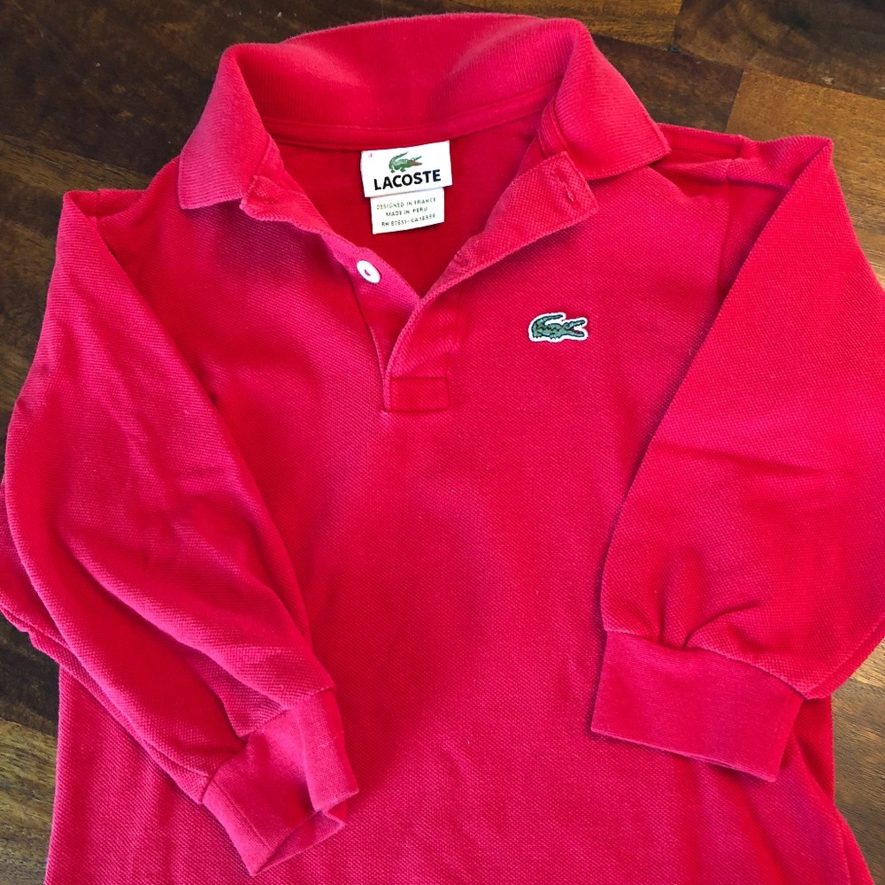 LACOSTE - Boys - SIze 4 - Long Sleeve Red Shirt